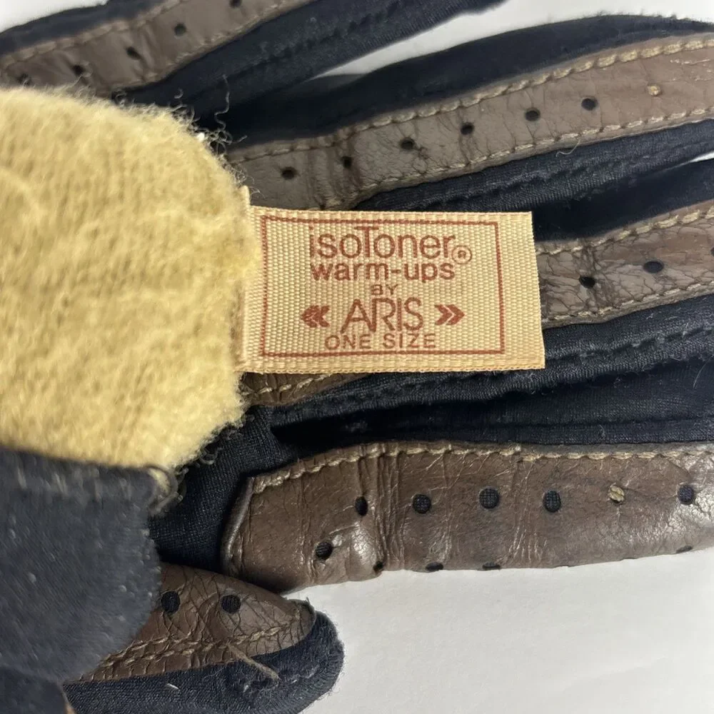 Vintage Aris Isotoners Black with Brown One Size Lined Driving